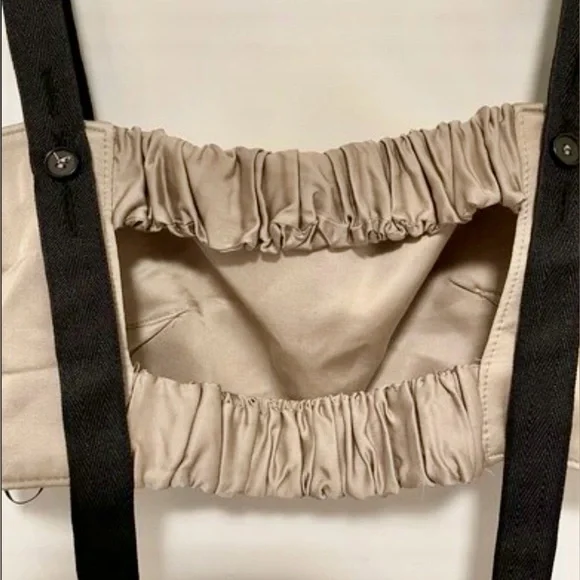 Zara‎ Beige Bustier Corset Top Minimalist Contrast Straps Neutralcore Y2K Size M - Picture 3 of 11